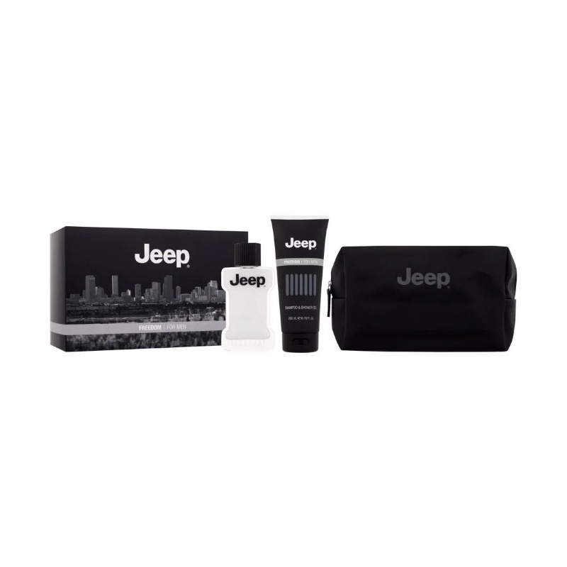 Jeep, Freedom Shampoo and Shower Gel 200 ml + Aftershave Balm 100 ml + Cosmetic Bag