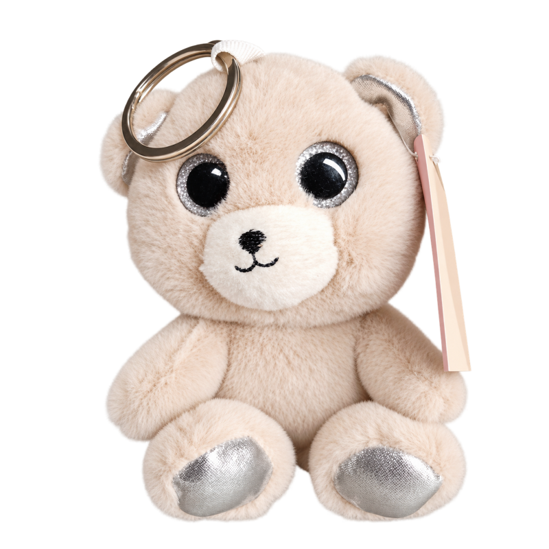 Pehme karukesega võtmehoidja – beež, 11 cm.png