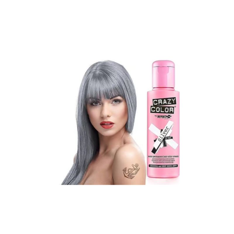 Renbow Crazy Color Semi-Permanent Hair Color Dye Silver 027 100ml.png