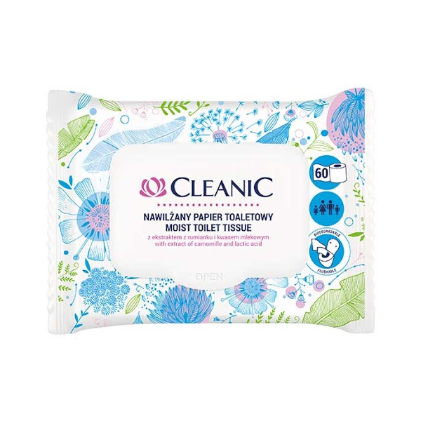 CLEANIC MOIST TOILET TISSUE WITH EXTRACT OF CAMOMILLE AND LACTIC ACID 60 PACK.jpg