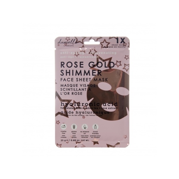 Danielle Rose Gold Shimmer face sheet mask with hyaluronic acid 1pc.jpg