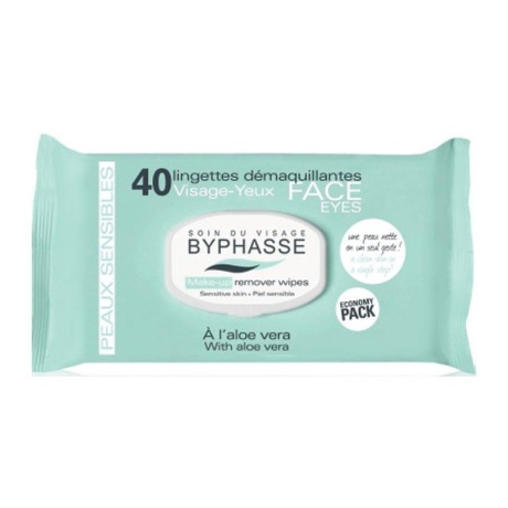 Byphasse Make Up Remover Wipes Aloe Vera Sensitive 40pices