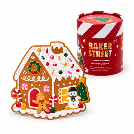 Baker Street Wooden Christmas Jigsaw Puzzle “Gingerbread House”, Ages 3+