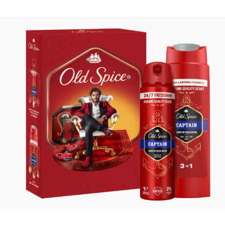 Old Spice Captain dāvanu komplekts vīriešiem (dezodorants + dušas želeja)