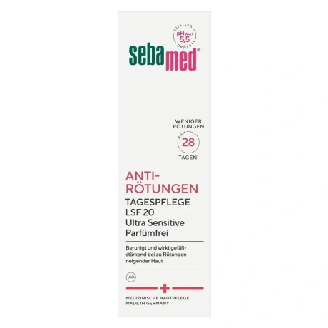 Sebamed Anti-Redness SPF 20 Day Cream 50 ml, on kerge päevakreem tundlikule ja punetusele kalduvale nahale